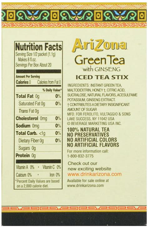 Arizona Iced Tea Nutrition Facts Caffeine | Blog Dandk