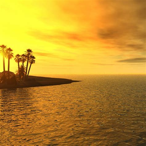 3dabstract Tropical Beach Sunset 3d Ipad Iphone Hd