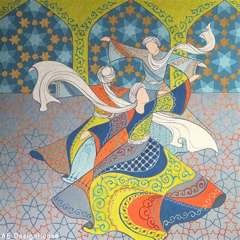 Original Painting Whirling Dervish Sufi Dance Rumi Miniature By