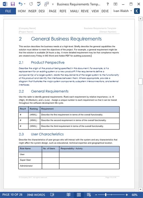 You can download the combined prd template for. Business Requirements Specification Template (MS Word/Excel/Visio) - Templates, Forms ...
