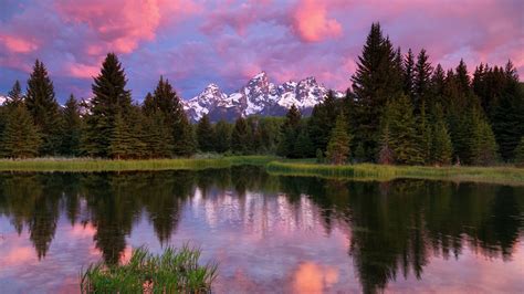 Grand Teton National Park Mountains Lake Trees Forest Water High