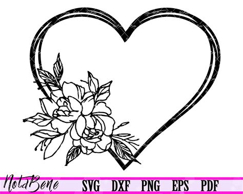 Floral Heart Svg Cut File Heart Frame Clipart Svg Floral Etsy