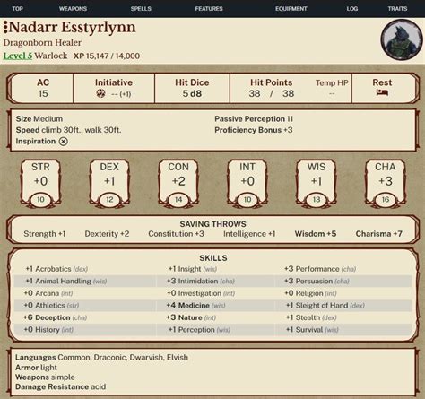 5e Character Sheets With Style — Shard Tabletop