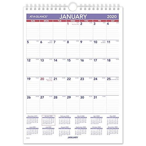 At A Glance 2020 Monthly Wall Calendar 8 X 11 Small Wirebound