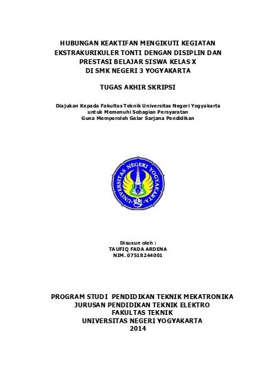 Hubungan Keaktifan Mengikuti Kegiatan Ekstrakurikuler Tonti Dengan