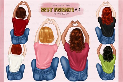 Best Friends Clipart Besties Clipart BFF Clipart Soul Sisters Clipart By evolara | TheHungryJPEG.com