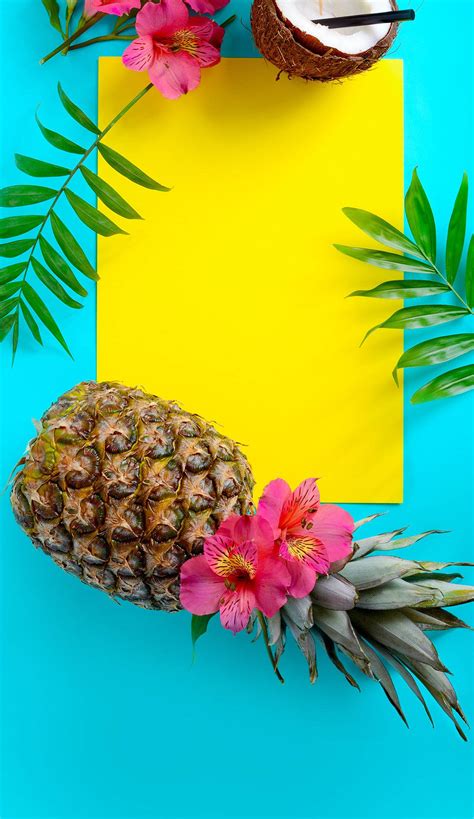 Download Summer Season Pineapple And Coconut Wallpaper