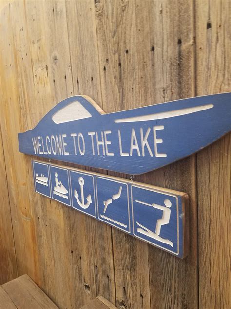 Welcome To The Lake Engraved Wood Sign Lake House Sign Boat Etsy