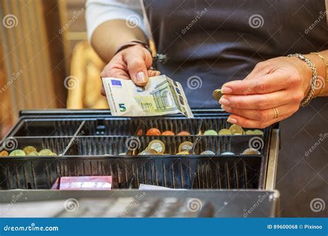 Woman Is Paying In Cash With Euro Banknotes Stock Photo Image Of