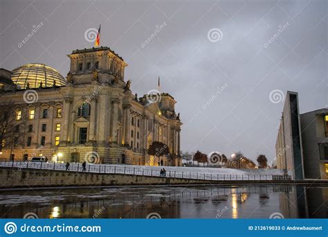 Snowy Landscape Of The Germany Reichstag Building In Mitte Berlin