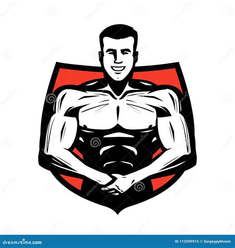 gym sport logo or label bodybuilder muscles vector illustration stock vector illustration of