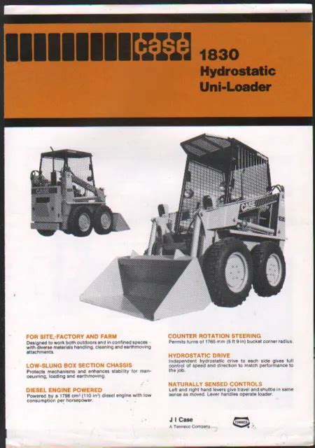 Case And1830and Hydrostatic Uni Loader Skid Steer Loader Brochure Leaflet