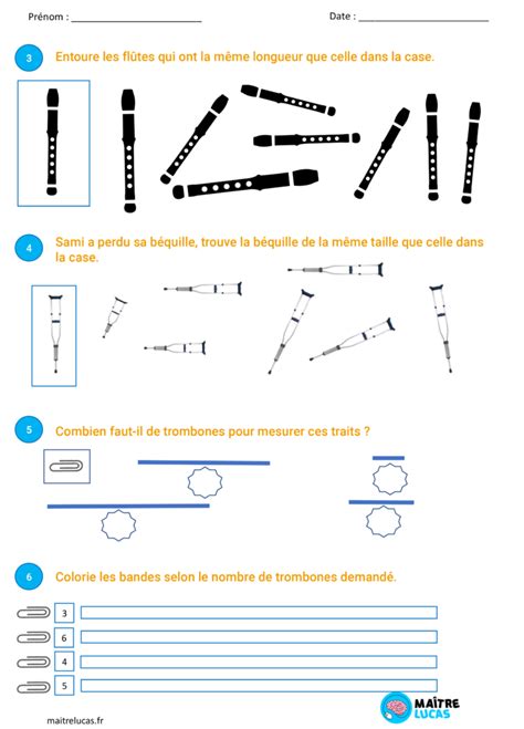 Exercices Exercices Comparer des longueurs CP CE1 Maître Lucas
