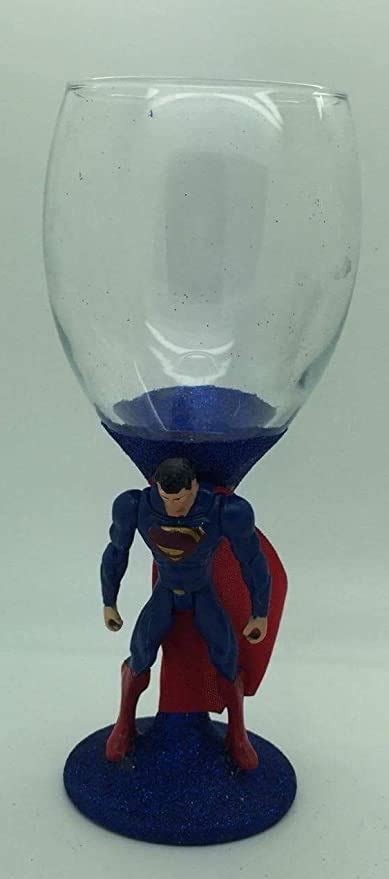Superman Glitter Figure Wine Glassmarvel Hero Inspired Glasswith