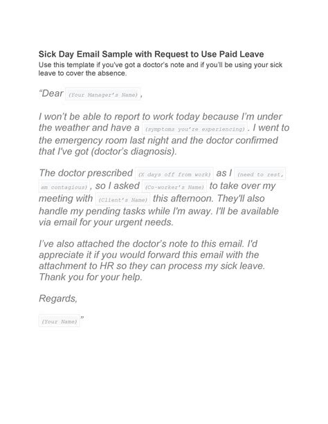 49 Professional Sick Leave Email Templates ᐅ Templatelab