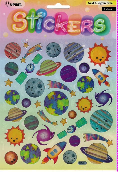 Planets With Silver Trim Stickers