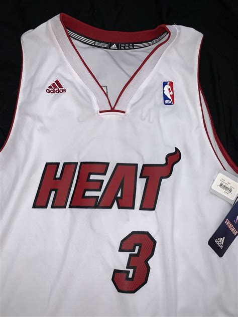 New Rare Dwayne Wade Miami Heat Mens White XL Adidas Black Swingman