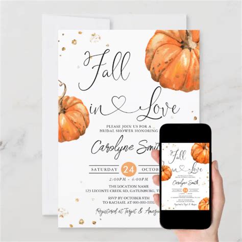 Fall In Love Pumpkin Bridal Shower Invitation Zazzle