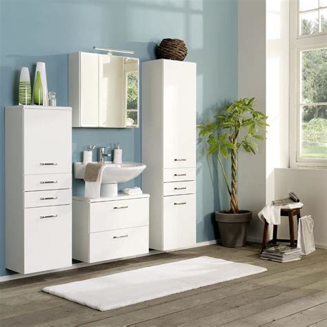 badschrank weiß hochglanz 50 cm breit | badmöbel set hängend