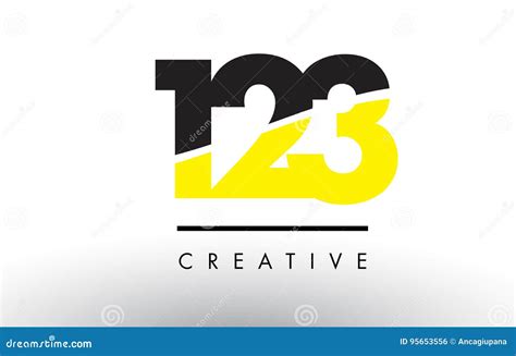 123 Black And Yellow Number Logo Design Stock Vector Illustration Of