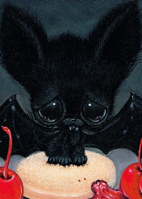 Halloween Black Cat Bat Art Print Etsy
