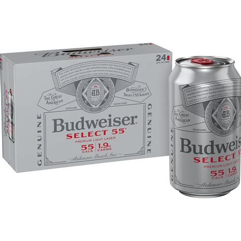 Budweiser Select 55 Light Beer 24 Pack 12 Fl Oz Cans 2 4 Abv