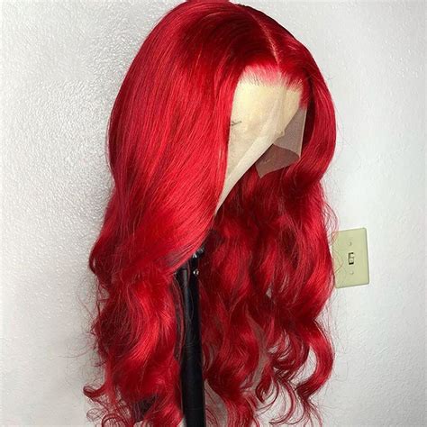 13×6 Lace Front Wigs Red Color Body Wave Human Hair Wigs 150 200 Density Recool Hair