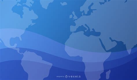 Blue Wavy Background With World Map And Planet Vector Download