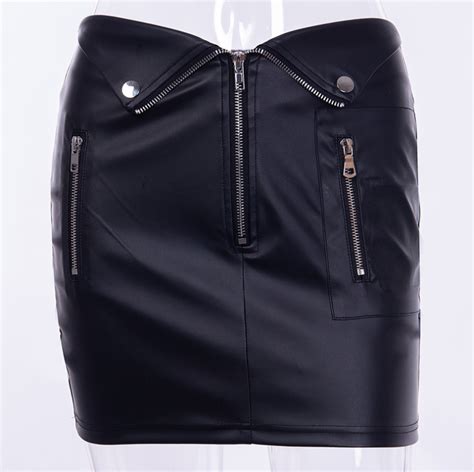 Hot Style Skirt A Word Skirt Pu Leather Zipper Sexy Bag Buttock With