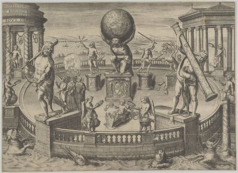 Matthaeus Greuter Allegory Of The Twelve Labors Of Hercules Statues