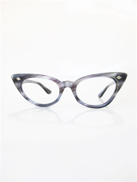Vintage Blue Cat Eye Eyeglasses 1950s Womens Cateye Eyeglass