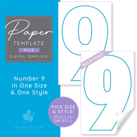 Number 9 Large Printdigital Template Bundle Madam Mosaic