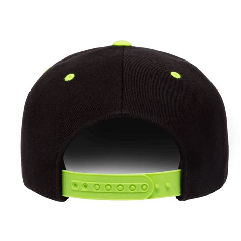Black With Lime Green Yellow Brim Yupoong Flexfit Classic Snapback Hat
