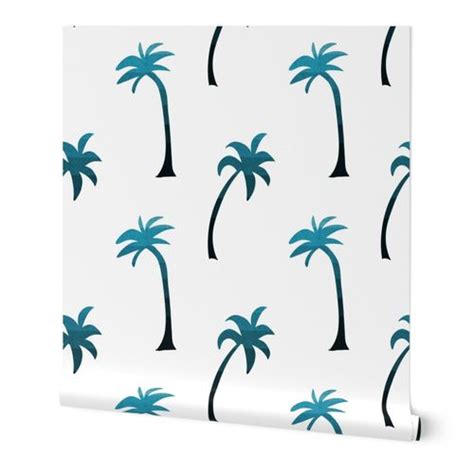 Blue Palm Trees On White Wallpaper Spoonflower