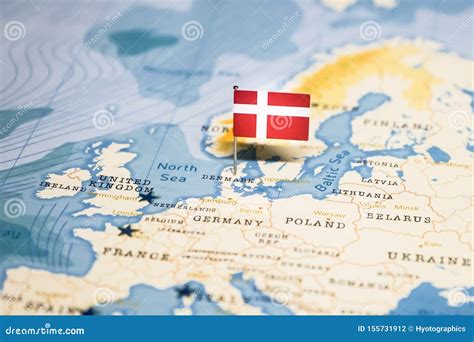 The Flag Of Denmark In The World Map Stock Photo Image Of National