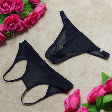 His And Hers Matching Couple Lover Sexy Lingerie Intimacy Open Crotch Thong G String Black Free