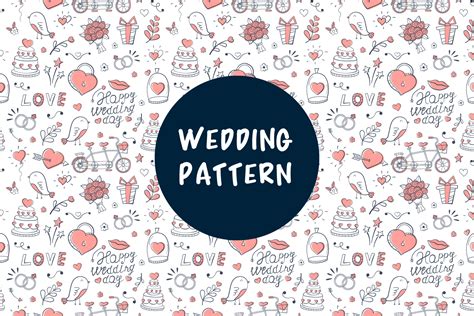 Seamless Vector Pattern On The Theme Of Wedding And Love Illustration