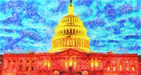 Capitol Watercolor Pa Painting By Leonardo Digenio Fine Art America
