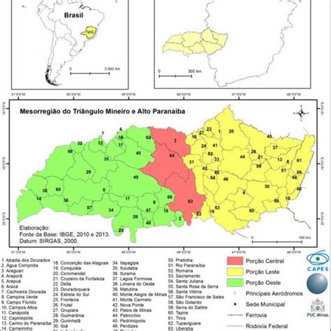 Localização E Nova Divisão Dos Municípios Da Mesorregião Do Triângulo Download Scientific