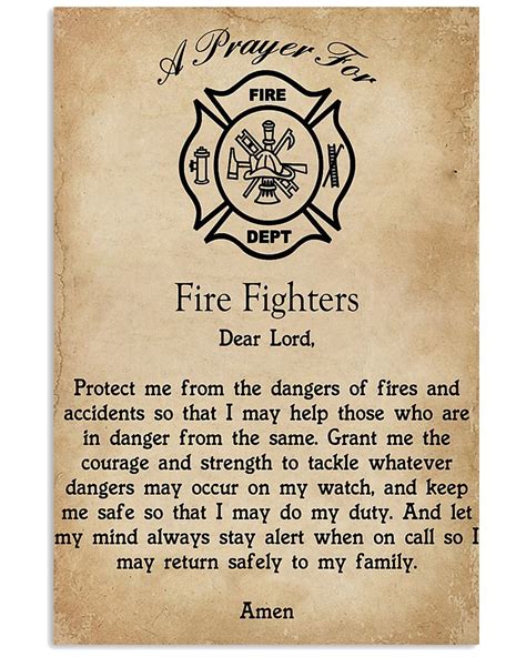 Fire Fighters Prayer Print Canvas Framed Wall Art Poster Sign Etsy