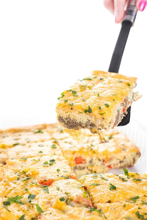 I would scramble the eggs and then pour into each instead of just cracking them directly in each cup! Cheesy Sausage and Pepper Egg Bake - The Lemon Bowl®