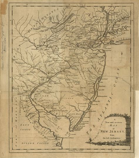 New Jersey 1780 Map New Jersey Vintage World Maps