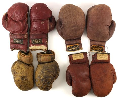 Lot Detail 1920 S 80 S Boxing Glove Collection Lot Of 34 W Signed Gloves Vintage Gloves