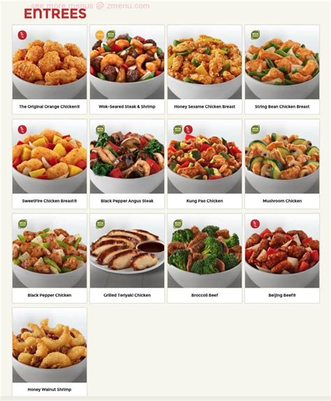 Panda Express Menu Printable Menu