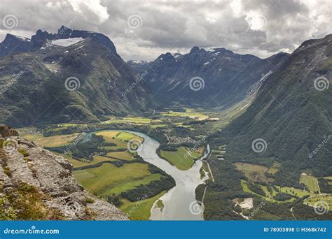 Norway Landscape Romsdal Fjord Rauma River And Romsdal Mountains