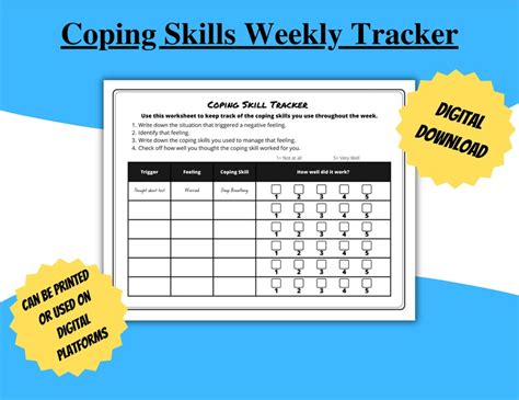 Coping Skills Worksheet Coping Skills Tracker Healthy Coping Skills