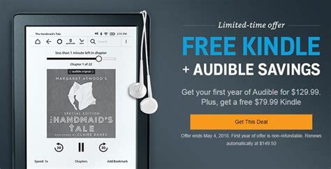 Get Free Kindle With 1 Year Audible Subscription For 129 The Ebook