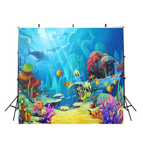 10x10ft Underwater Photo Backdrop Ocean Fish Photo Booth Props Ocean