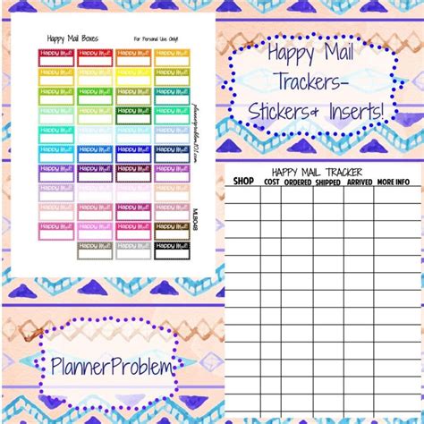 Multicolor Happy Mail Trackers Inserts Free Printable Planner