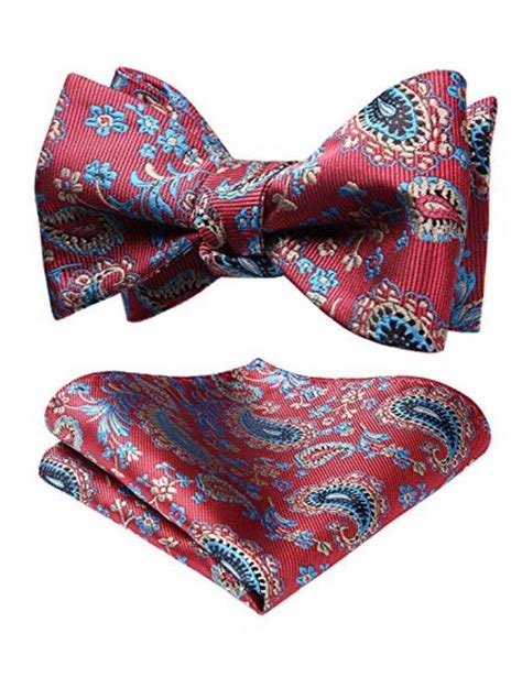 Buy Hisdern Mens Paisley Floral Jacquard Self Bow Tie Pocket Square